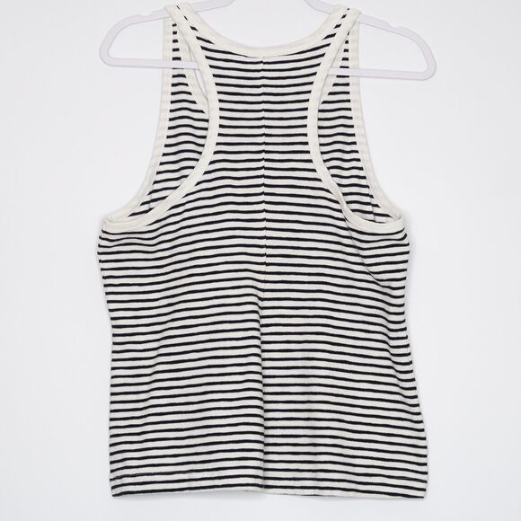 Cabi Womens Striped Tank Top Size Large‎ Striped Black White Cotton Blend Preppy - Picture 2 of 6